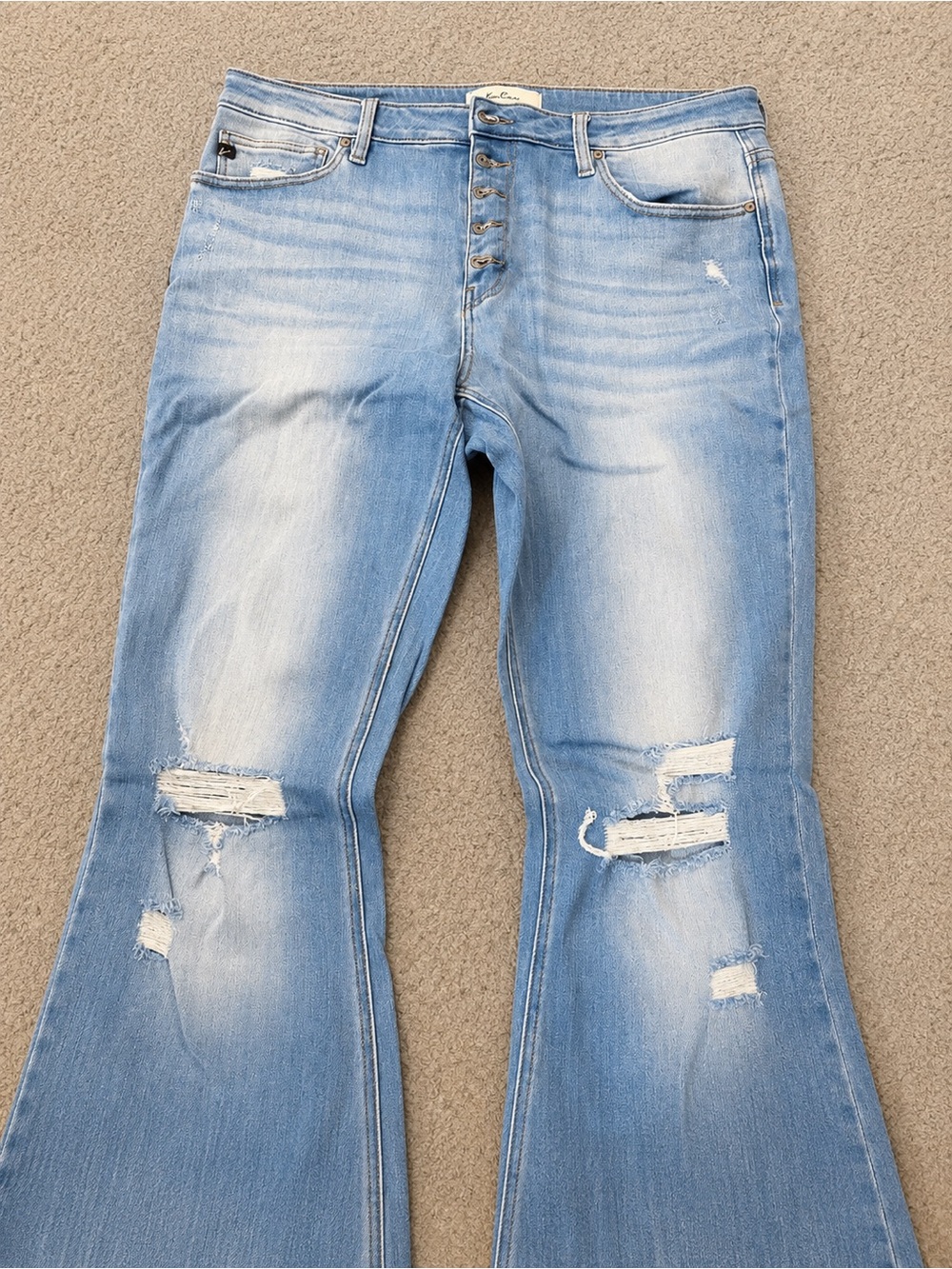 KanCan Light Blue Distressed Wide Leg Jeans